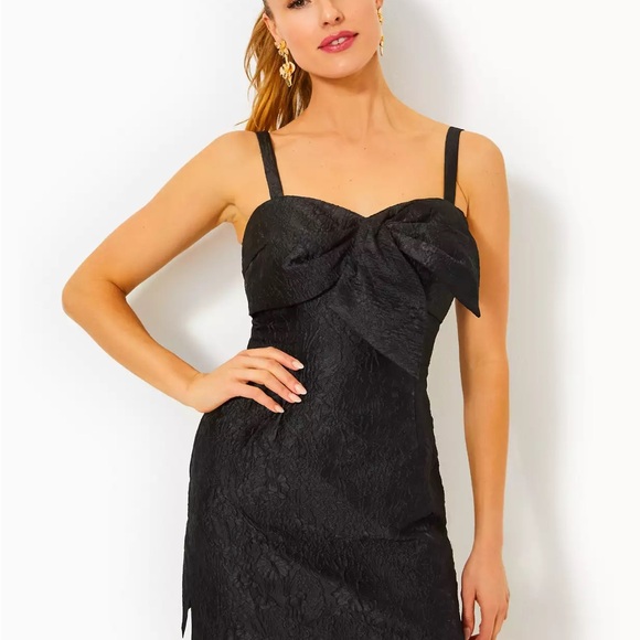 Elegant Black Bow Dress (Kavia Skirted Romper) - Picture 1 of 3